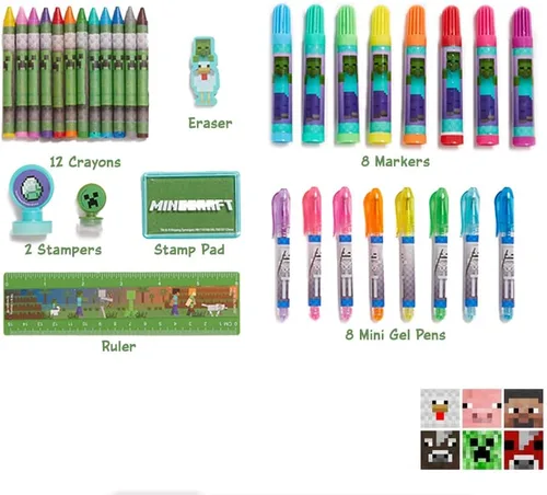 Miniatura 2 de Innovative Designs Minecraft - Juego de actividades de lujo para niños con lata de transporte, hojas para colorear, tatuajes, calcomanías