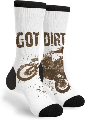 Got Dirt Bike Motorcross Racing Casual Cool 3D Impreso Novedad Gráfico Crew Tube Calcetines, Got Dirt - moto