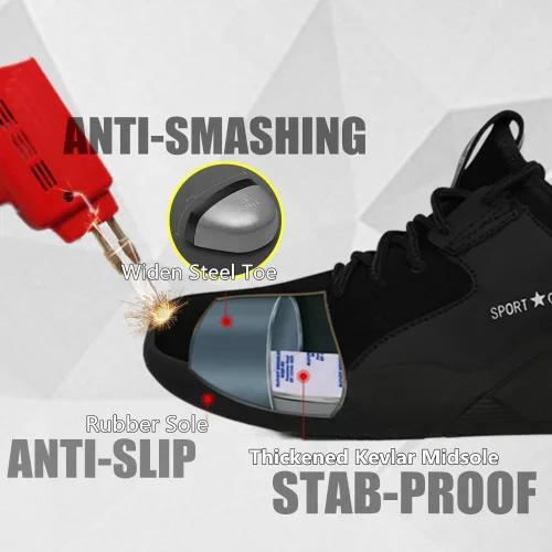 Miniatura 2 de CORANSBER Zapatos de seguridad con punta de acero para hombres y mujeres, zapatillas de trabajo transpirables, ligeras, zapatos industriales