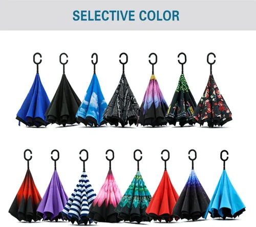 Miniatura 33 de SIEPASA Paraguas invertido invertido de 49/56 pulgadas, doble toldo extra grande, ventilado, resistente al viento, impermeable, paraguas de golf