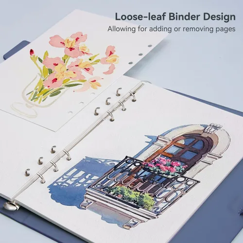 Miniatura 5 de Libro de bocetos de acuarela Lightwish, 100% algodón, sin ácidos, diario de acuarela, papel de acuarela de 300 gsm/140 lb prensado en frío