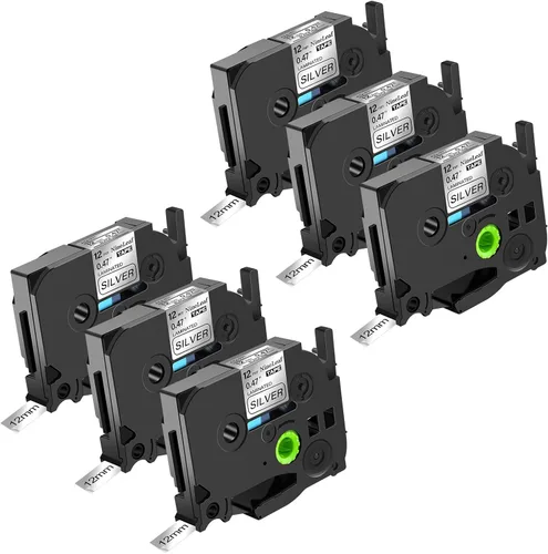 Miniatura 25 de NineLeaf Paquete de 6 cintas de etiquetas compatibles con Brother TZ TZe TZe-531 TZe531 TZ-531 TZ531 0.472 in 1/2 pulgadas, negro sobre azul