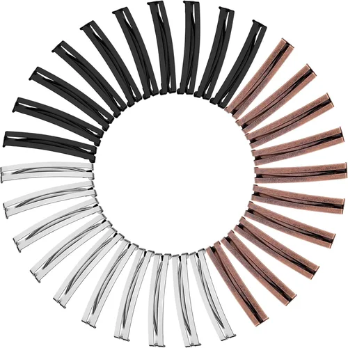 Hotop 30 Piezas Pinzas para el Cabello, Pasadores de Metal Abovedados de Centro Abierto, Colores Surtidos (Negro, Marrón, Plateado), Tamaño