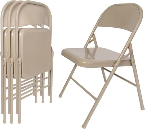 Miniatura 10 de VECELO Paquete de 8 sillas plegables con marco de metal, asiento de acero con triple soporte para oficina en casa, ahorro de espacio sin montaje