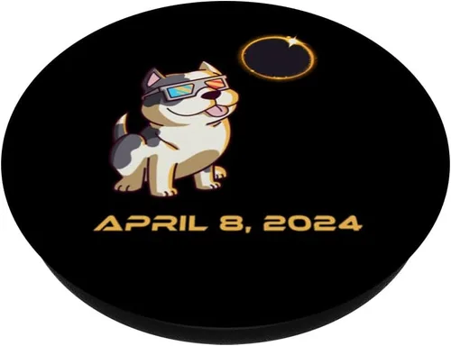 Miniatura 2 de Total Solar Eclipse April 8 2024 Totality Dog Pitbull PopSockets Standard PopGrip
