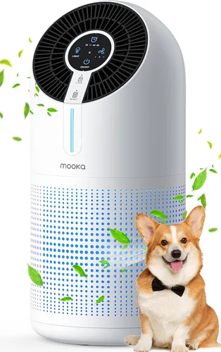 Miniatura 6 de Purificadores de aire M01 + M02 para dormitorio y hogar, 430-1095 pies cuadrados, filtro HEPA MOOKA H13 pequeño purificador de aire portátil