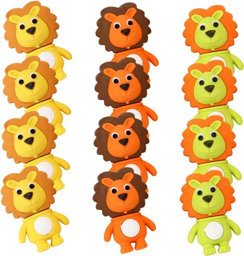Toyvian 60 unidades de borrador de animales de león, lápices de animales, borradores para niños, niños, estudiantes, borradores en forma de león