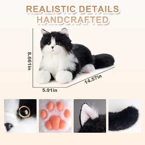 Miniatura 7 de Chongker Animales de peluche con peso, gato de peluche realista de 3 libras y 22 pulgadas, sustituto de mascotas, compañía en el hogar, compañero