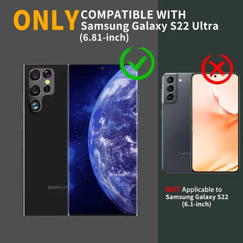 Miniatura 2 de Funda para Samsung Galaxy S22 Ultra 5G (no es compatible con teléfonos no Plus o Plus), protección de grado militar a prueba de golpes, soporte Azul