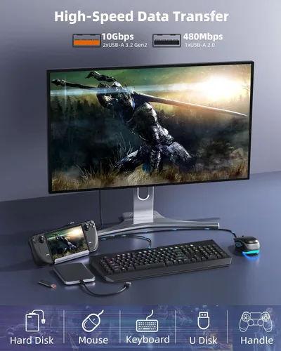 Miniatura 5 de Base de vapor M.2, estación de acoplamiento para Steam Deck OLED/ROG Ally/Legion Go (S)/ROG Xbox Ally, con HDMI (4K @60Hz), Gigabit Ethernet, 3