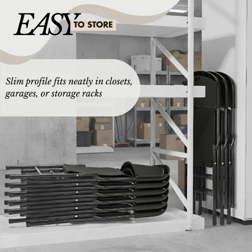 Miniatura 3 de Paquete de 2 sillas plegables de plástico resistente, sillas plegables de capacidad de 450 libras para interiores y exteriores, asientos portátiles
