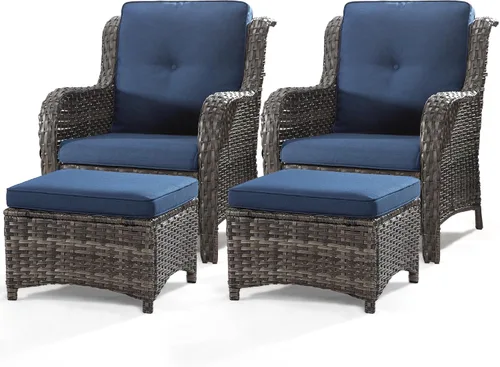 Miniatura 10 de Juego de 2 sillas de patio giratorias de 360 grados para exteriores y mesa auxiliar a juego – 3 sillas deslizantes de mimbre para patio con cojines