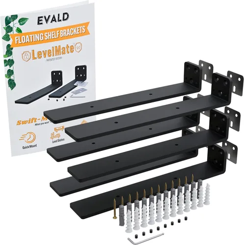 Miniatura 22 de EVALD Soportes flotantes para estantes Soportes ocultos de acero al carbono negro para tablero de 4 pulgadas (tamaño real de 3 1/4 pulgadas)