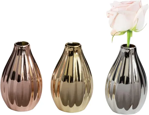 Royal Imports Jarrón de cerámica, centro de mesa pequeño de un solo tallo o rosa, mini soporte floral decorativo, decoración rústica del hogar,
