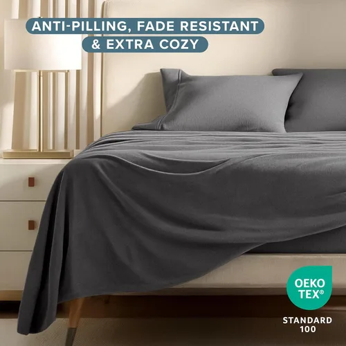 Miniatura 2 de Bare Home Juego de sábanas de forro polar súper suave, tamaño California King, forro polar extra afelpado, sábanas de cama sin pelusas, calidez 03