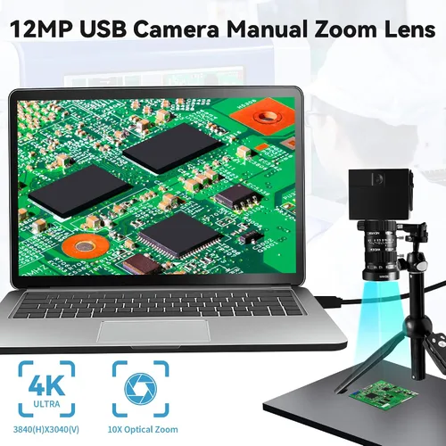 Miniatura 8 de Cámara web USB 4K 1080P @120fps Cámara de alta velocidad con montaje CS-0.197-1.969 in 10X Teleobjetivo zoom lente manual 12MP capacidad de primer