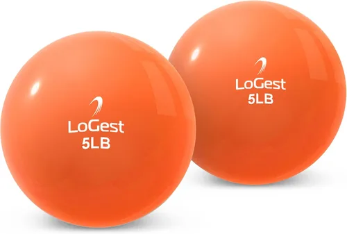 Miniatura 11 de Logest Par de pelotas de ejercicio de tonificación ponderada, bola medicinal de forma redonda, 1 libra, 2 libras, 3 libras, 4 libras, 5 libras, 6