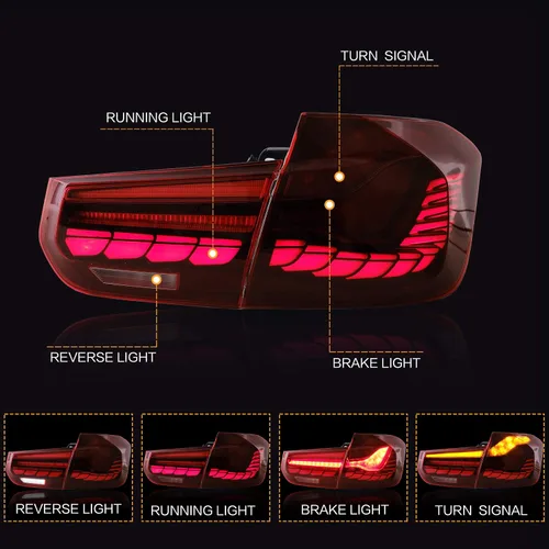 Miniatura 2 de VLAND OLED - Conjunto de luces traseras para BMW M3 / Serie 3 F30 F35 F80 Sedan 6ª generación 2012-2018, lámpara trasera mejorada con Dragon Scales