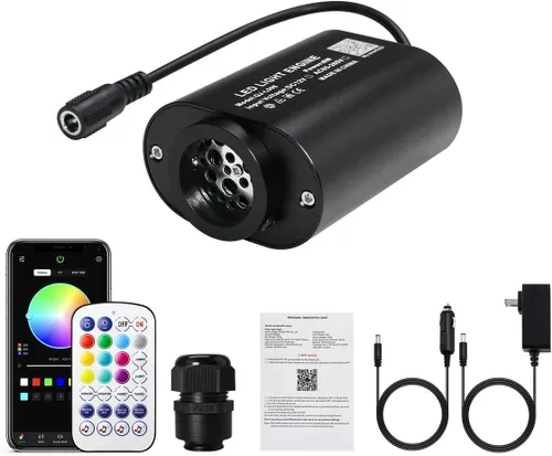 Miniatura 18 de AKEPO 4 Color 36W RGBW Luz de Fibra Óptica Parpadeante Solo Fuente de Luz, 4 Puertos RGBW Parpadeante + Activado por Música + Control a través