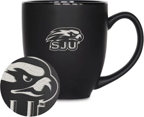 Miniatura 198 de Rico Industries - Taza de cerámica mate negra con grabado láser estándar de 15oz para NCAA (escuelas T & U) - Para bebidas calientes o frías