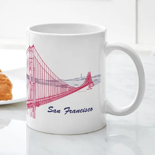 Miniatura 5 de CafePress Taza de café de cerámica de 11 oz (11.0 fl oz) de San Francisco Blanco - Taza San Francisco