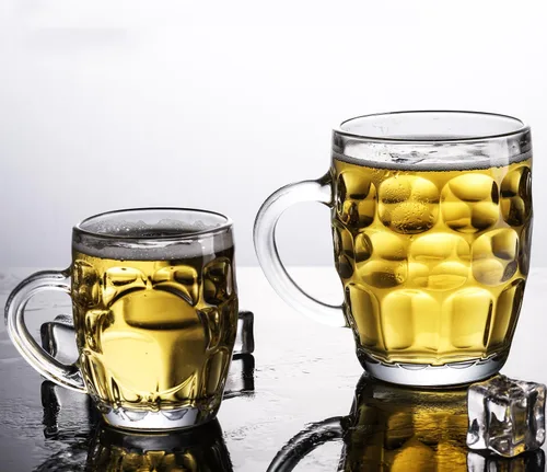 Miniatura 5 de Dimple Stein - Juego de tazas de cerveza de 10 onzas con asa, tazas de cerveza de vidrio, aptas para lavavajillas y congelador, transparentes