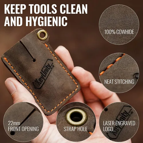 Miniatura 2 de KeyUnity Funda de cuero EDC organizador de bolsillo cosido a mano bolsa deslizante