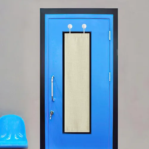 Miniatura 15 de NICETOWN Cortinas pequeñas para puerta francesa con ganchos autoadhesivos, cortinas opacas de lino sintético con aislamiento térmico para puertas