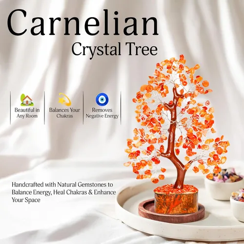 Miniatura 5 de YATSKIA - Árbol de la vida con cristal de cornalina - Árbol de bonsái - Decoración de Feng Shui para el hogar - Piedras de cristal - Decoración