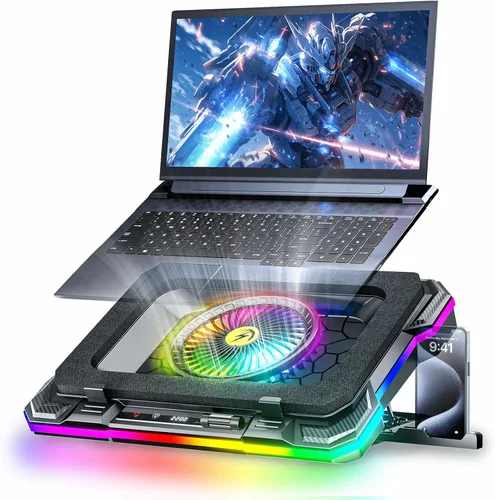 KeiBn Almohadilla de Enfriamiento para Laptop Gaming, Almohadilla de Enfriamiento con Ventilador para Laptop con Ventilador Externo RGB de 5.5