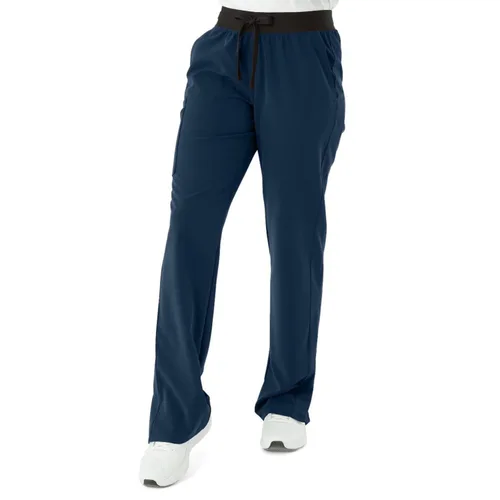 Miniatura 7 de ave. Varick - Pantalón médico de seis bolsillos para mujer, tiro medio, pierna recta, color azul marino, talla XS Petite