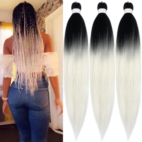 Miniatura 78 de pelo trenzado preestirado marrón, pelo trenzado Kanekalo, pelo trenzado preestirado de 26 pulgadas, 6 paquetes plegados, textura Yaki, extensiones