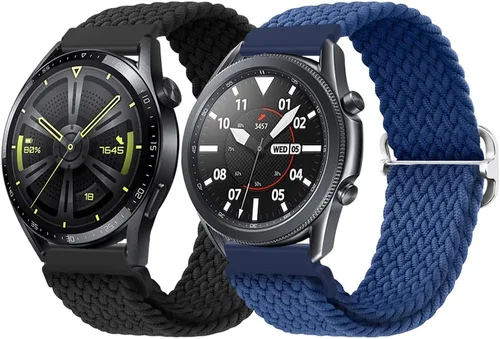 Miniatura 9 de Qimela Paquete de 2 correas trenzadas de nailon deportivas compatibles con Samsung Galaxy Watch 3 de 1.772 pulgadas/Galaxy Watch 1.811 pulgadas/Gear