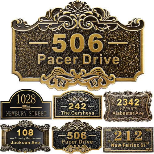 Miniatura 44 de Placa personalizada de dirección de casa de 12 pulgadas, números fundidos para exteriores, placa de señal de dirección personalizada con nombre