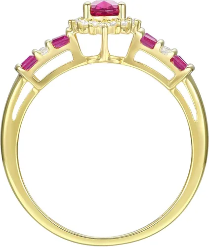 Miniatura 2 de Tirafina Anillo de diamante de piedra preciosa auténtica diseño alternativo de gemas y diamantes auténticos piedra central rodeada de halo