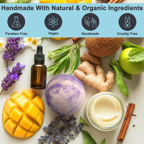 Miniatura 3 de Aqua Elegante Bombas de baño de lujo para hombres, juego de 24 bombas de baño gaseosas con aceites esenciales, manteca de karité, aceite de coco