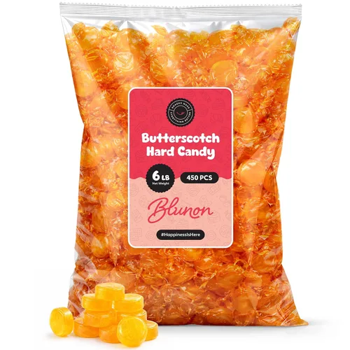 Caramelo duro Butterscotch – 6 libras a granel – Caramelos amarillos escoceses envueltos individualmente – 450 piezas