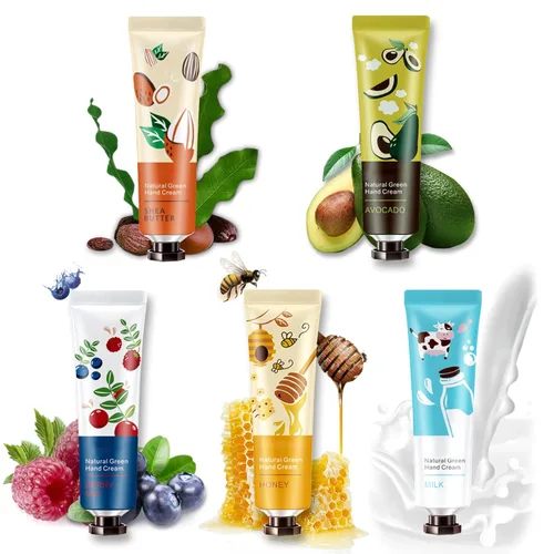 Paquete de 5 cremas de manos para manos agrietadas, loción de manos con fragancia botánica natural, mini crema de manos para trabajar manos secas,