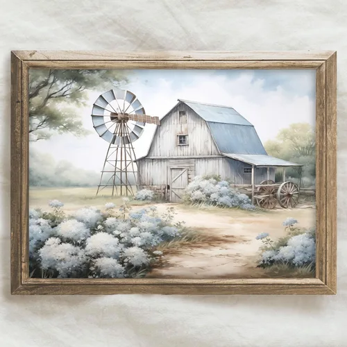 Miniatura 8 de BACKYMRJCART Arte de pared vintage de paisaje de campo de flores silvestres, paisaje, paisaje rústico, arte de pared, naturaleza, prado, pintura