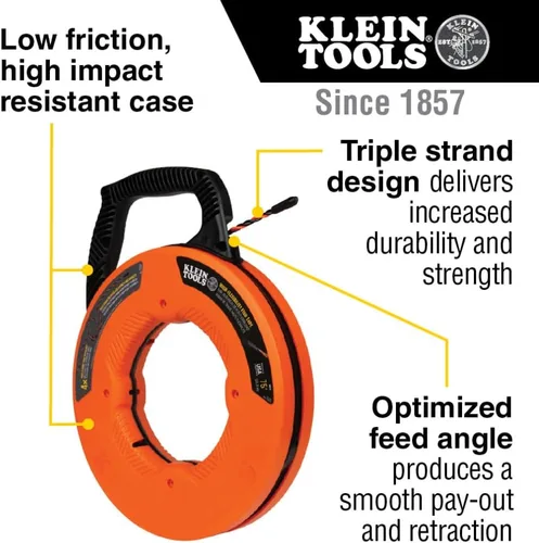 Miniatura 2 de Klein Tools 50375 Cinta de pescado de 75 pies, poliéster Hi-Flex, solución de tracción de cable eléctrico para flexibilidad y resistencia