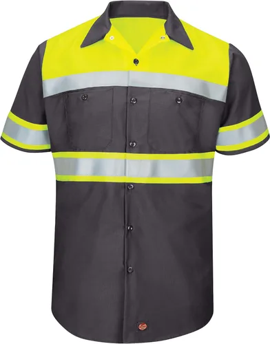 Red Kap Hi-vis Ss - Camisa de trabajo de tejido Ripstop y bloque de colore, tipo O, clase 1