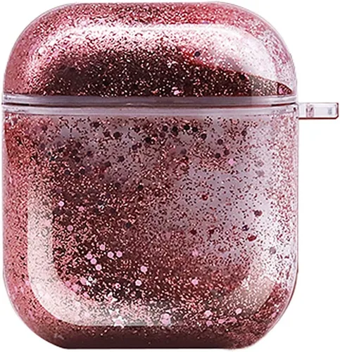 Miniatura 2 de UnnFiko Bling Quicksand - Funda compatible con AirPods 1 y 2, bonita funda protectora líquida brillante, divertida y creativa, dura y transparente