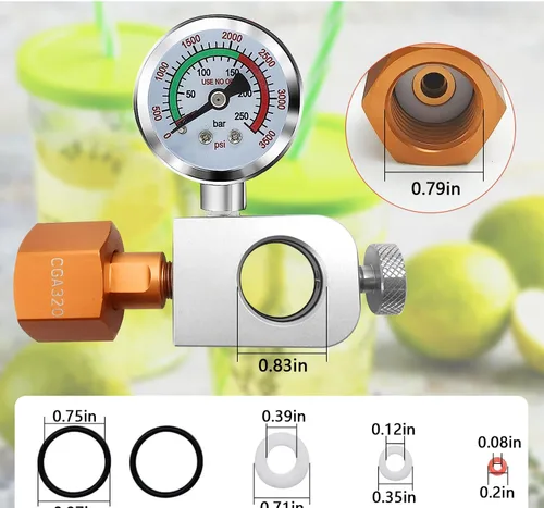 Miniatura 2 de Adaptador de recarga de CO2 para refrescos, adaptador de llenado con manómetro y válvula de alivio de presión, recarga de corriente para Soda