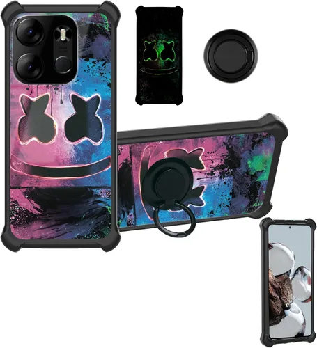 Miniatura 25 de Aroepurt Funda compatible con Nothing Phone 2a Phone Case Cover [PC duro + silicona suave] [soporte de anillo] [efecto luminoso] YGH-BQ
