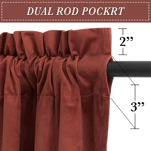 Miniatura 101 de RYB HOME Cortinas opacas de terciopelo para dormitorio, aislamiento térmico, privacidad, luz solar, bloqueo de calor, cortinas lujosas con bolsillo