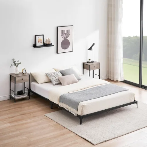 Miniatura 6 de IDEALHOUSE Marco de cama matrimonial de plataforma de metal resistente, almacenamiento debajo de la cama de 6 pulgadas de alto, marcos de cama