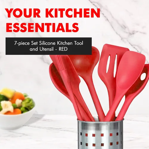 Miniatura 2 de Chef Craft 42077 - Juego de utensilios de cocina de silicona, 7 piezas, color rojo