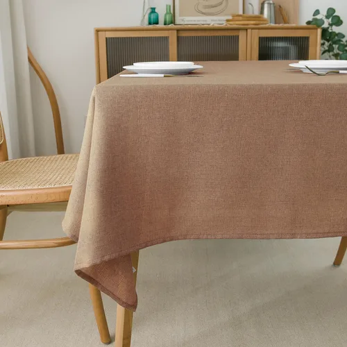 Miniatura 20 de NLMUVW Mantel de Lino Marrón para Mesas Redondas, Mantel Pequeño Color Chocolate, Cubierta de Mesa Estilo Granja para Cocina, Comedor, Café, 36