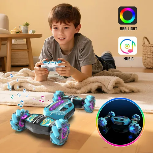 Miniatura 2 de Auto de acrobacias RC con detección de gestos para niños de 8 a 12 años, juguete de regalo para niños, control remoto 4WD, rotación de 360°