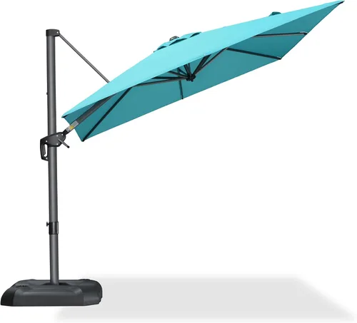 Miniatura 2 de PURPLE LEAF Sombrilla de Patio de 8 Pies para Exteriores Sombrilla Cantilever Cuadrada de Aluminio Sombrilla Offset con Rotación de 360 Grados